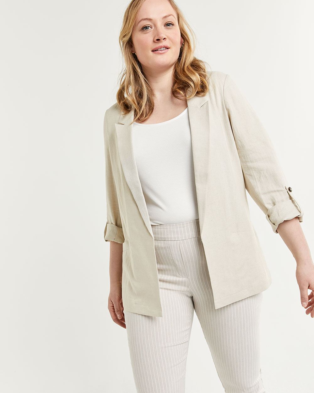 LinenBlend RolledUp Sleeve Blazer Regular Reitmans