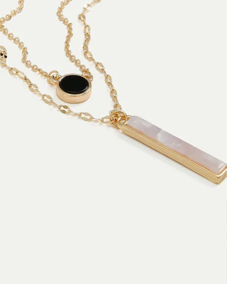 Short Double-Layer Necklace with Pendants