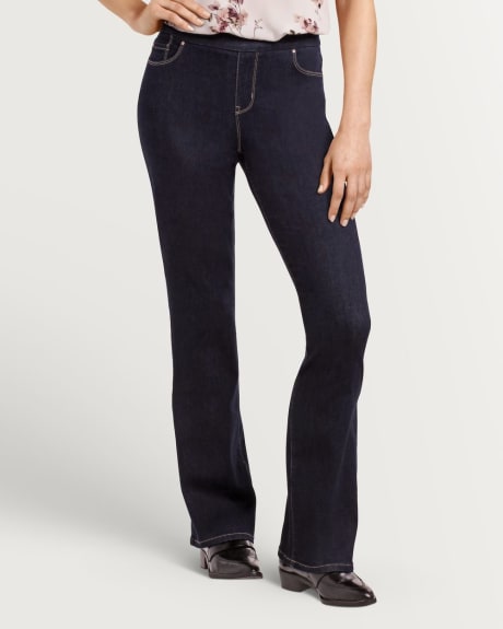 Dark Wash Bootcut Pull On Jeans The Original Comfort - Tall