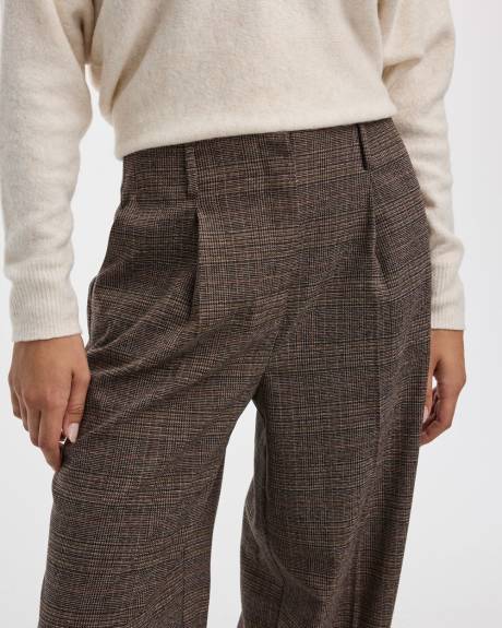 Pantalon carreauté à jambe large et taille haute