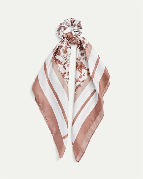 Chouchou foulard fleuri monochrome
