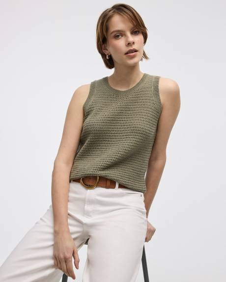 Crew-Neck Tank with Fancy Stitches