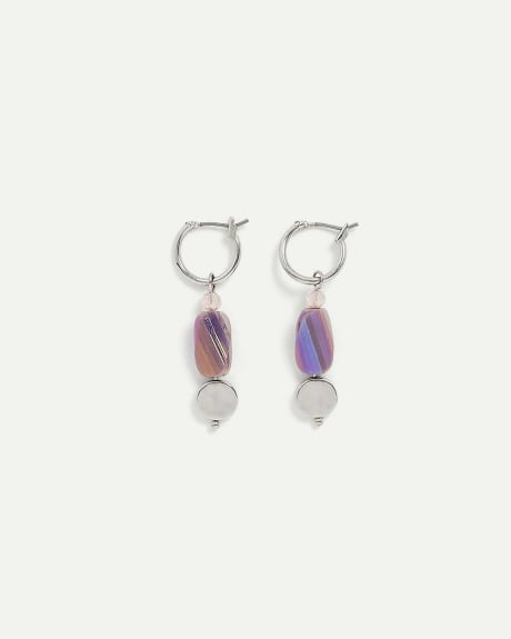 Hoop Earrings With Purple Stone