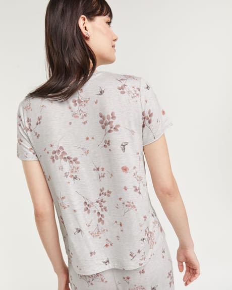 T-shirt de pyjama imprimé à encolure ronde