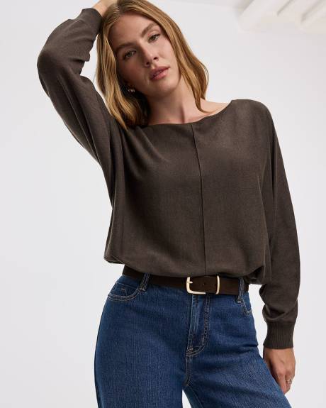 Pull avec laine mérinos à manches longues et col bateau