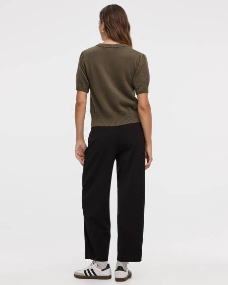 Cardigan à manches courtes bouffantes et col rond