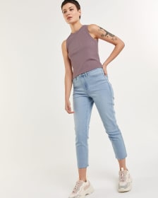 Light Wash High Rise Cropped Straight Jeans