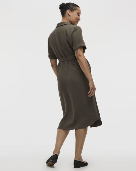 Short-Sleeve Buttoned-Down Shirt Dress