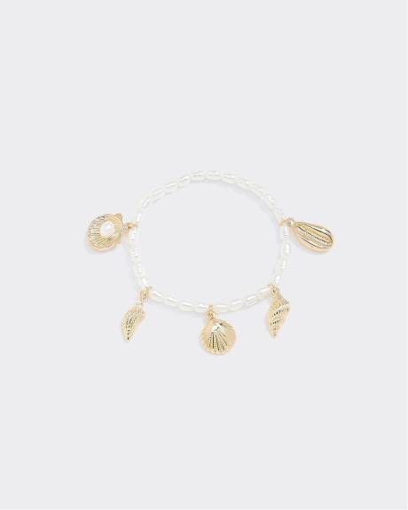 Pearl Bracelet with Seashell Charms