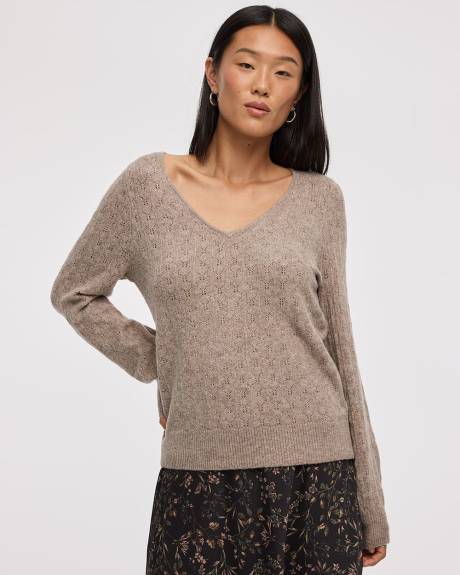 Pull DouceMaille à manches longues ballons et col V