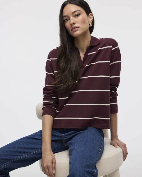 Striped Long-Sleeve Rugby-Style Top
