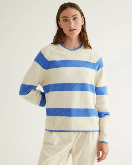 Long-Raglan-Sleeve Crew-Neck Sweater