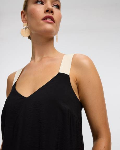 Robe maxi sans manches &agrave; bretelles contrast&eacute;es