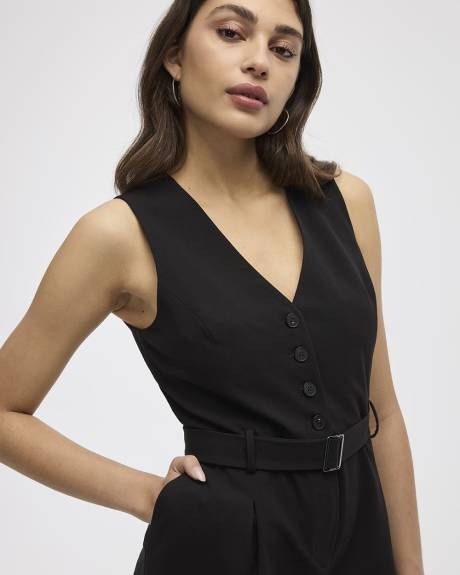 Sleeveless Romper with V Neckline