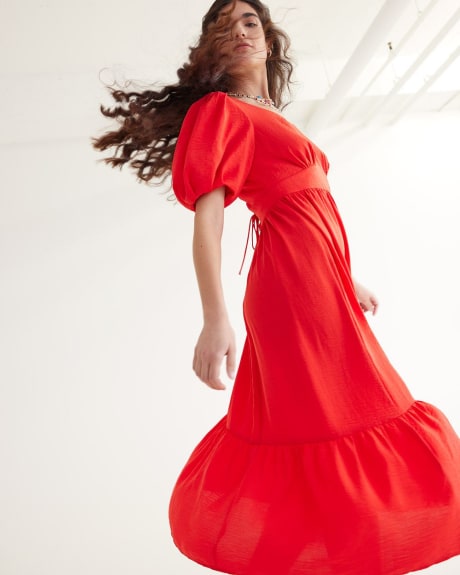 Short-Sleeve Maxi Dress with Scoop Neckline