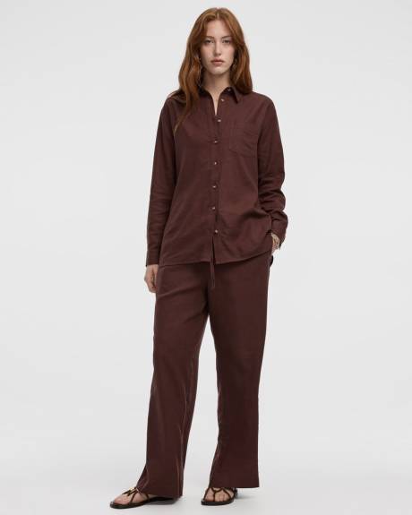 Wide-Leg High-Rise Linen Blend Pant - Tall