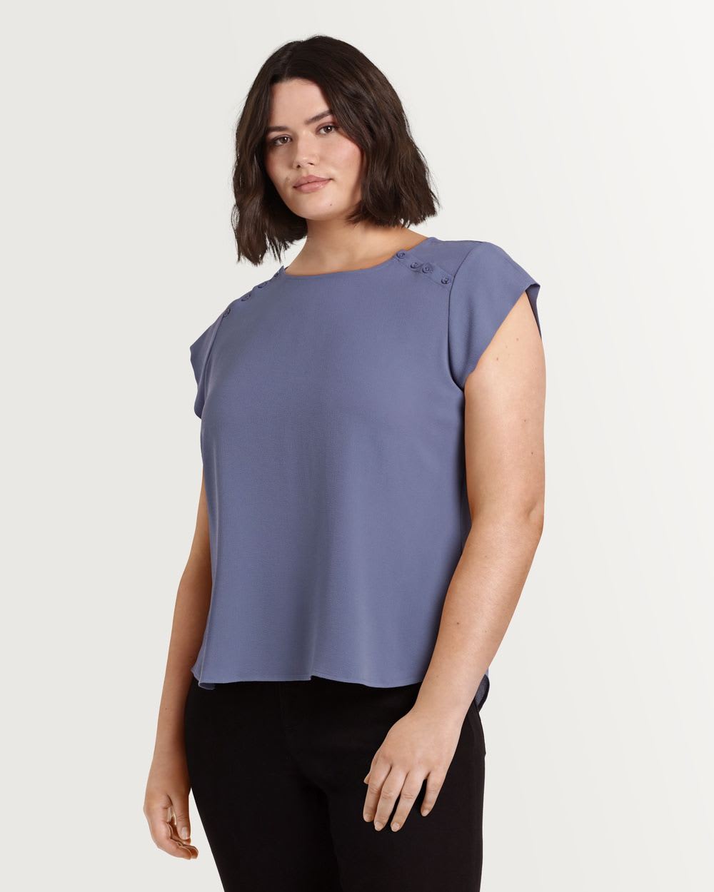 Boat Neck Blouse with Cap Sleeves