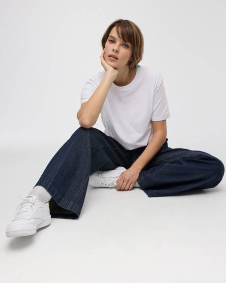 Wide-Leg Mid-Rise Denim Trousers - Petite