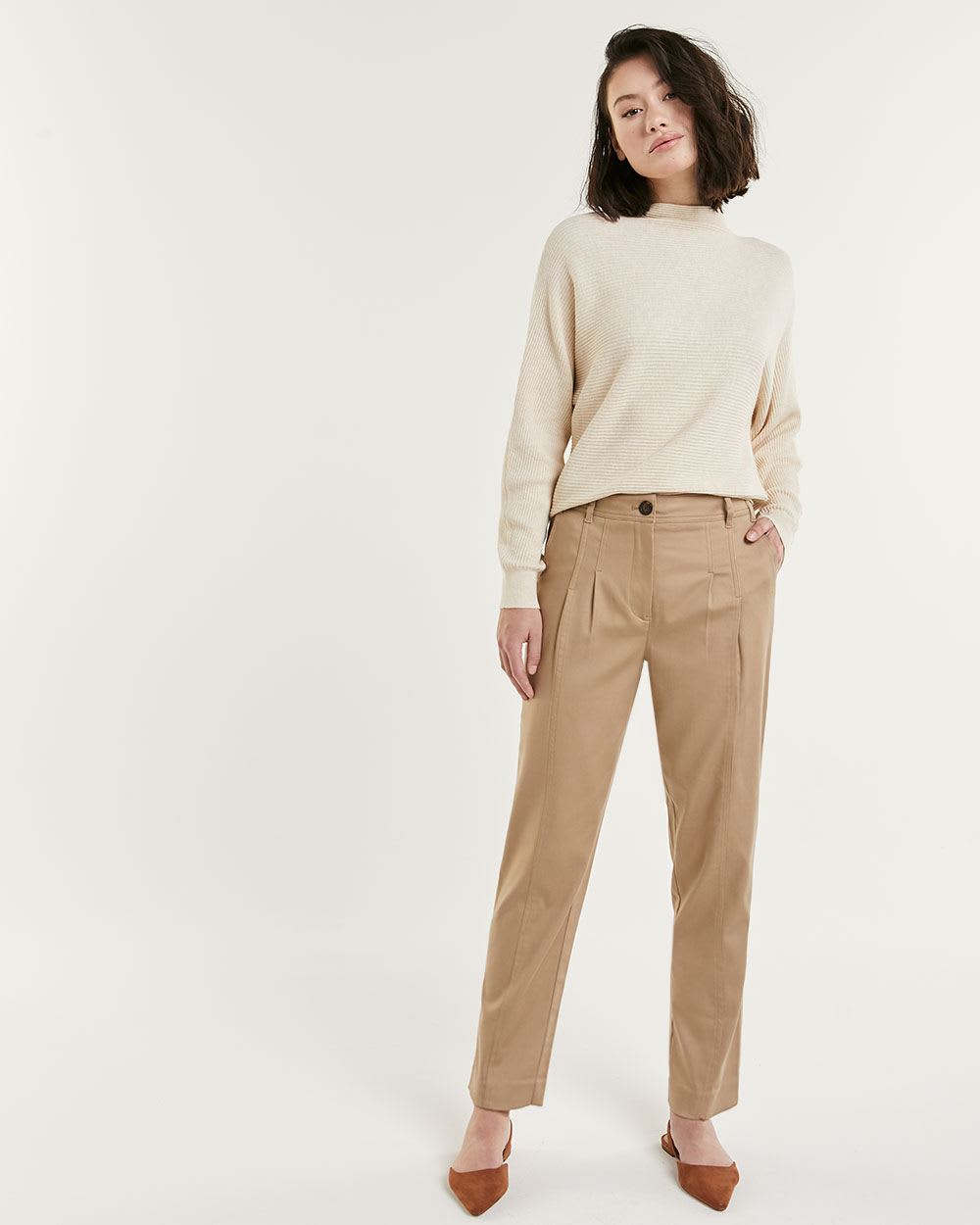 Super High Rise Straight Tapered Twill Pants - Petite