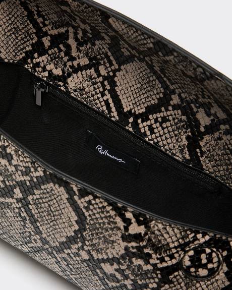 Sac structuré à bandoulière en fausse peau de serpent