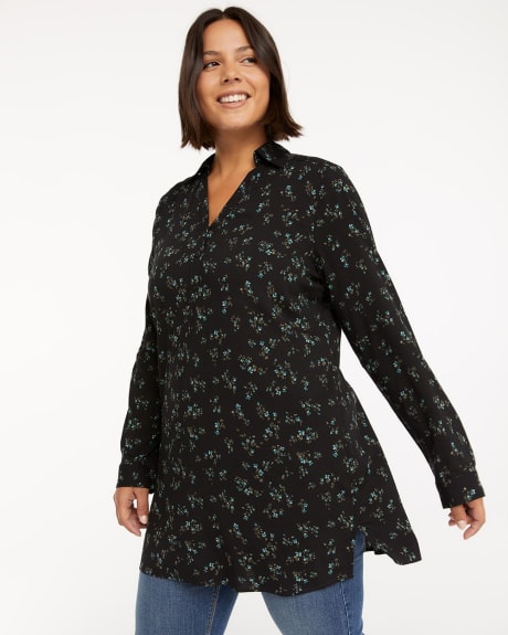 Printed Tunic with Johnny Collar
