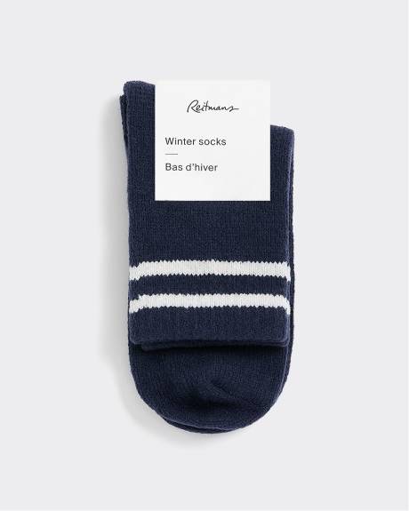 Socquettes d'hiver avec rayures à l'ourlet