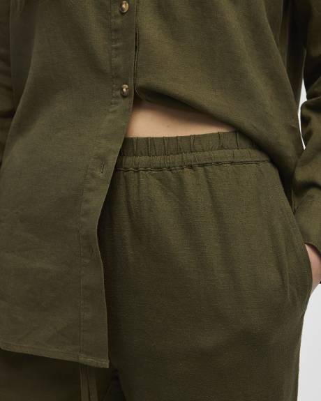 Wide-Leg High-Rise Linen Blend Pant