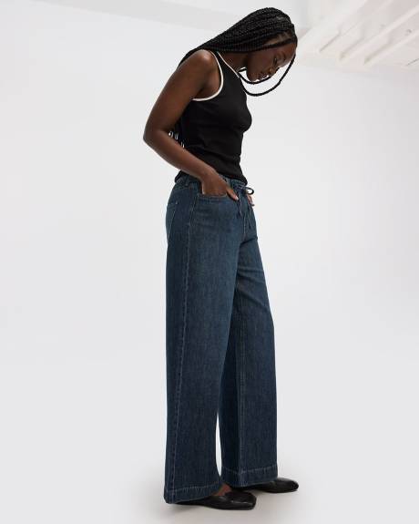 Wide-Leg Mid-Rise Jean with Drawstring - Tall