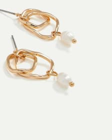 Intertwined Pearl Pendant Earrings