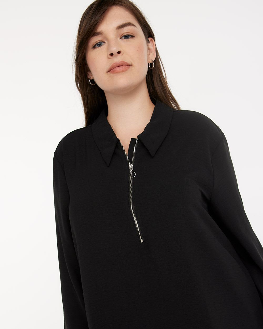 Solid Loose Blouse with Shirt Collar