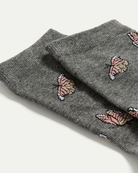 Cotton Socks with Butterfly Pattern