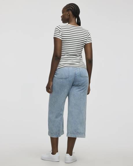 T-shirt côtelé et ajusté avec rayures à col rond - R Essentials