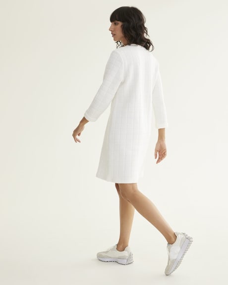 3/4-Sleeve Quilted Knit Dress