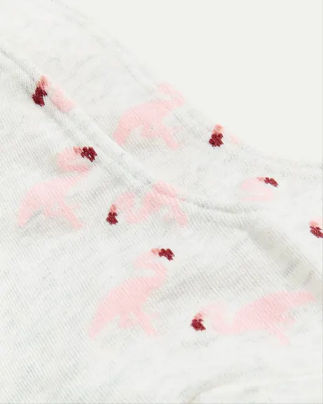 No-Show Cotton Socks with Flamingos