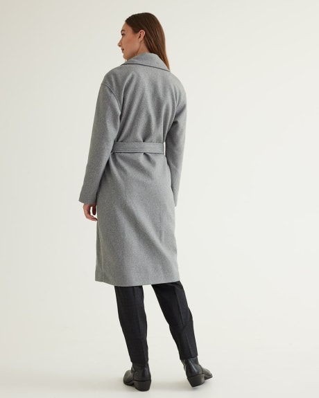 Long Coat with Wrap Closure with Self-Tie Belt