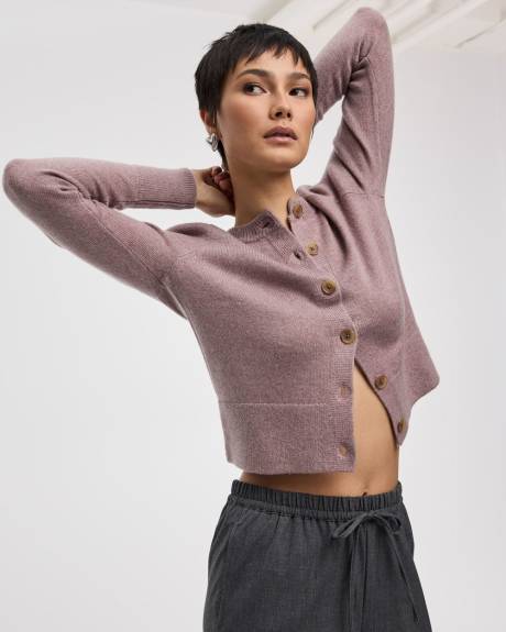 Cardigan à col rond en mélange de cachemire