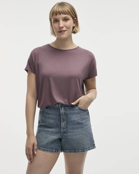 T-shirt à manches courtes dolman et col bateau