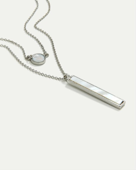 Double-Layer Necklace with Baguette Pendant