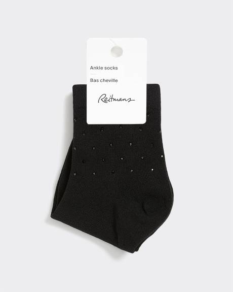 Bas chevilles avec strass à l'ourlet