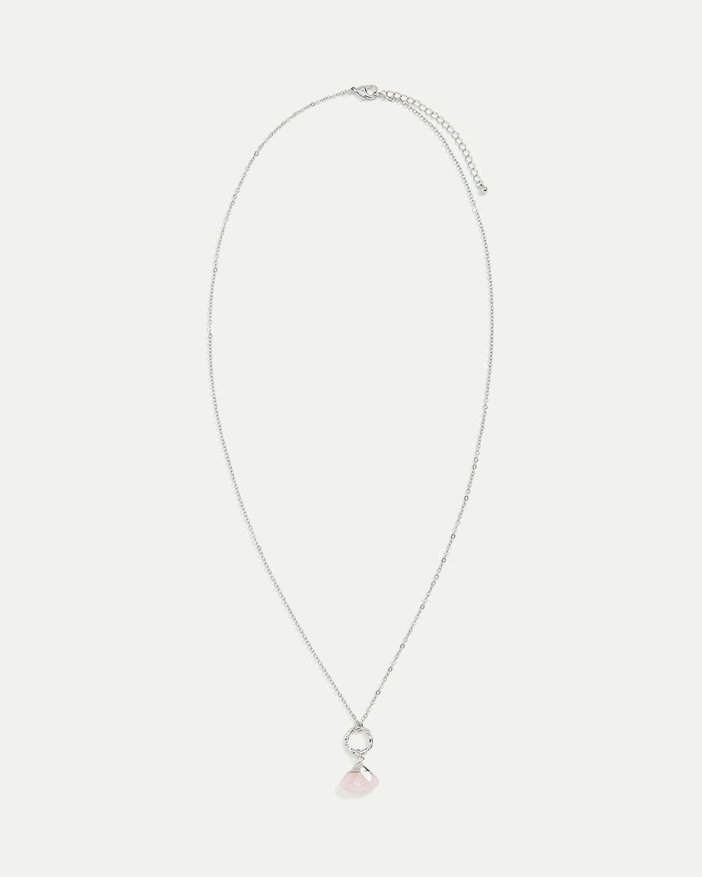 Long Necklace with Triangle Stone Pendant