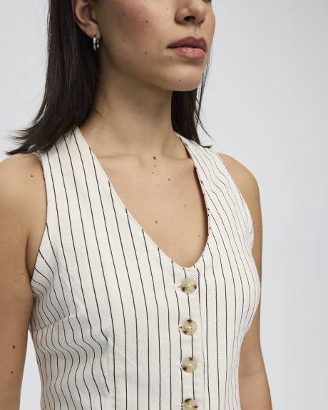 Veste sans manches ray&eacute; en denim