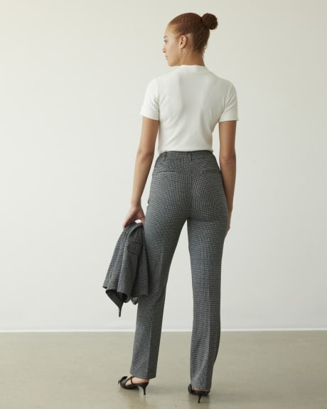 Straight-Leg High-Rise Houndstooth Pants