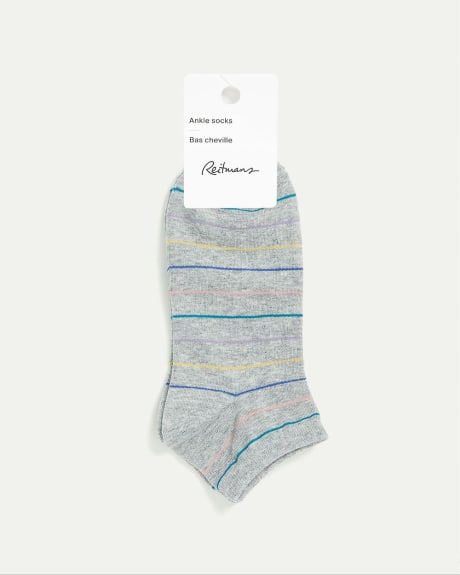 Cotton Anklet Socks with Colourful Stripes