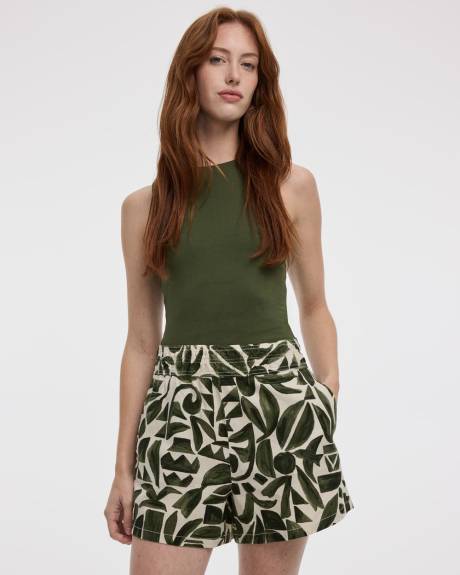 Linen-Blend Shorts with Elastic Waistband