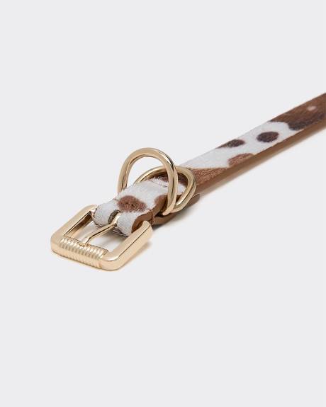 Skinny Faux Cow Skin Belt