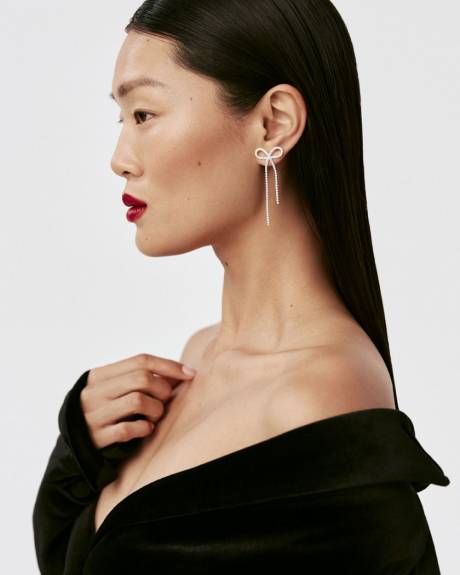 Rhinestone Bow Earrings