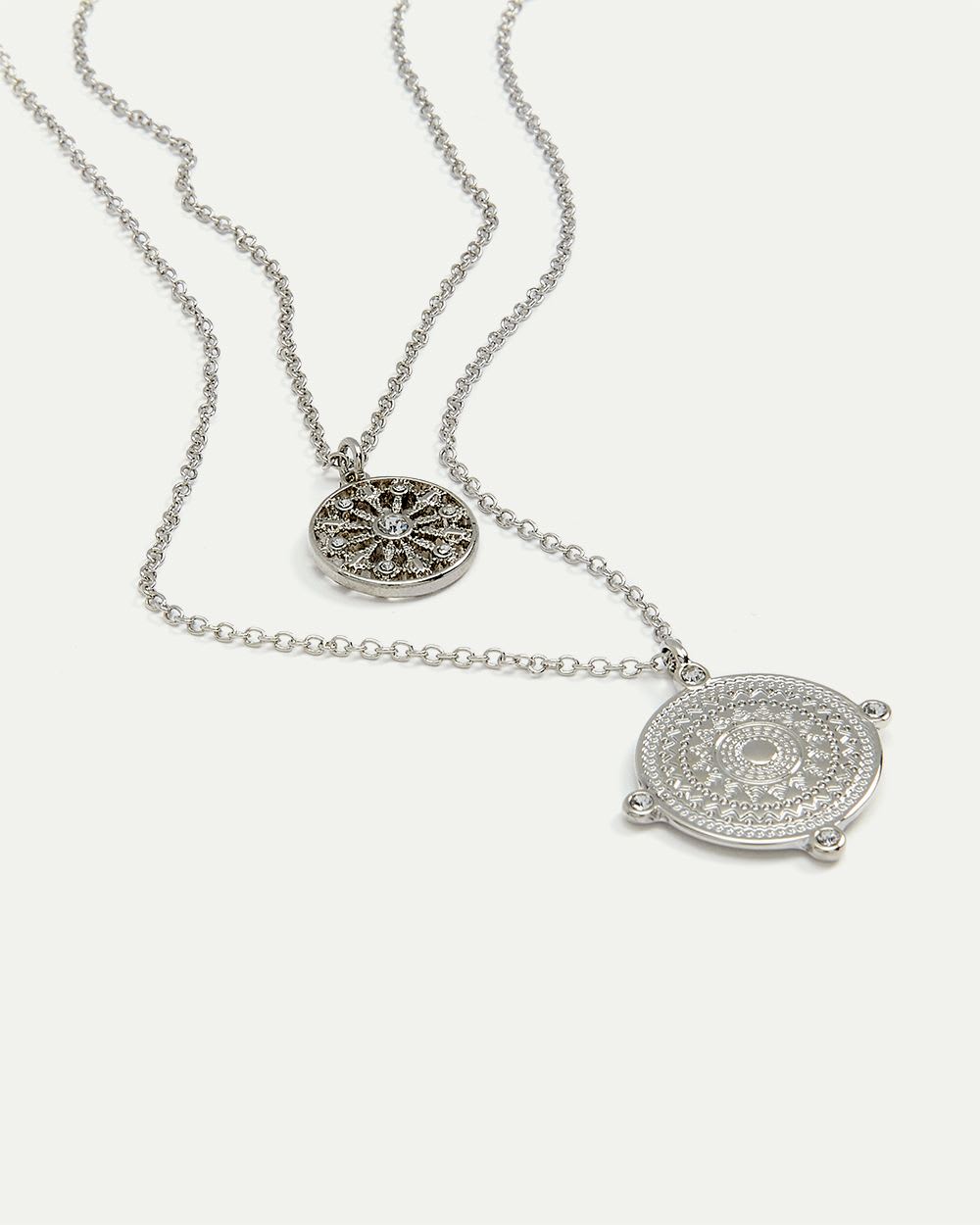 Double Layer Necklace with Filigree Pendants