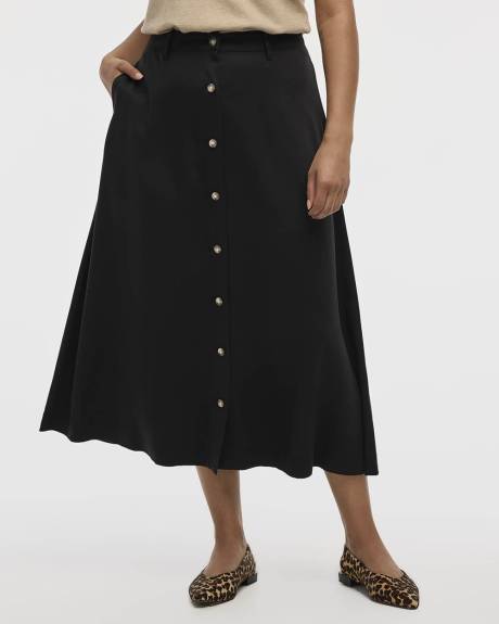 A-Line Midi Skirt with Buttons