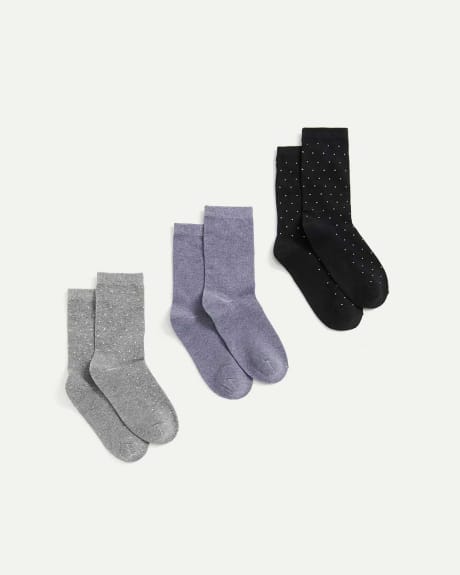 Dotted Cotton Blend Socks Trio
