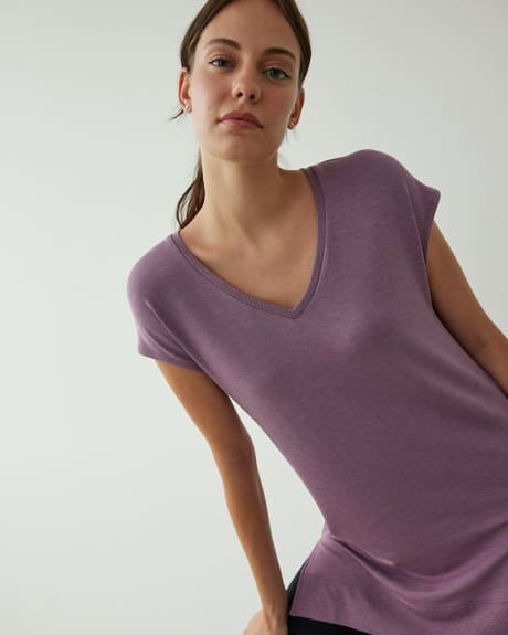 Extended-Sleeve V-Neck Fleece Tunic, Hyba